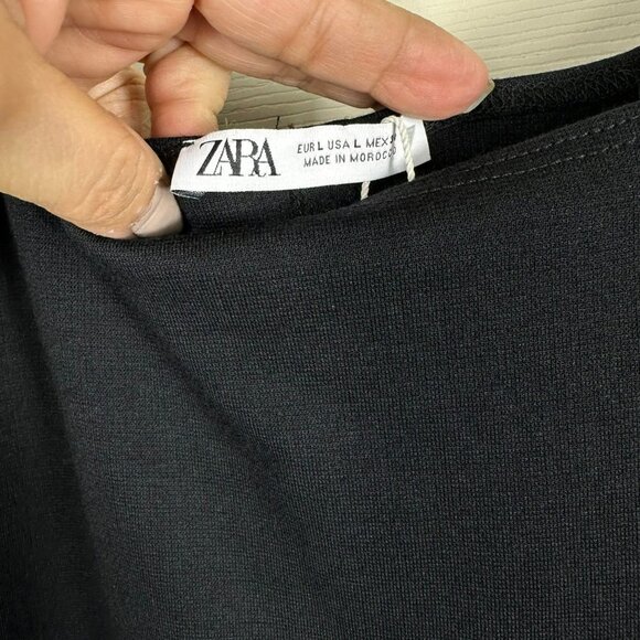 Zara Midi Black Dress Tight Fitting Size Large - Picture 15 of 16